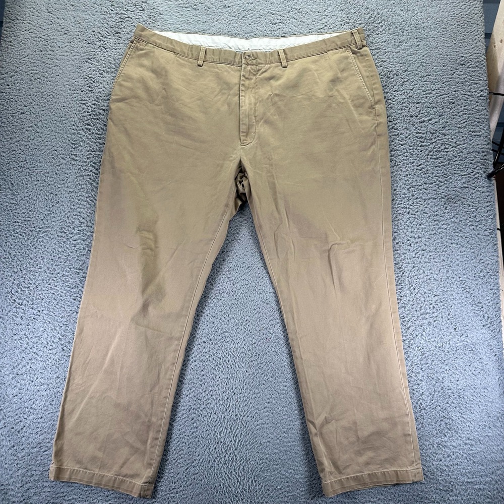 Polo Ralph Lauren Pant Mens 48x32 Brown Cotton Chino Straight Classic Business
